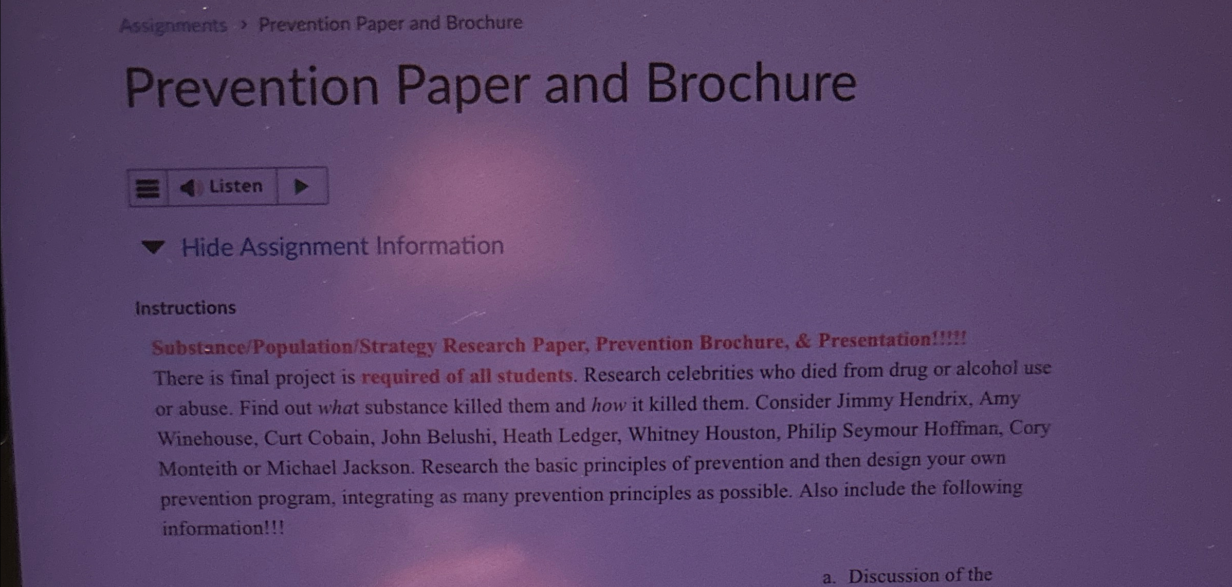 Solved Assignments > ﻿Prevention Paper and | Chegg.com
