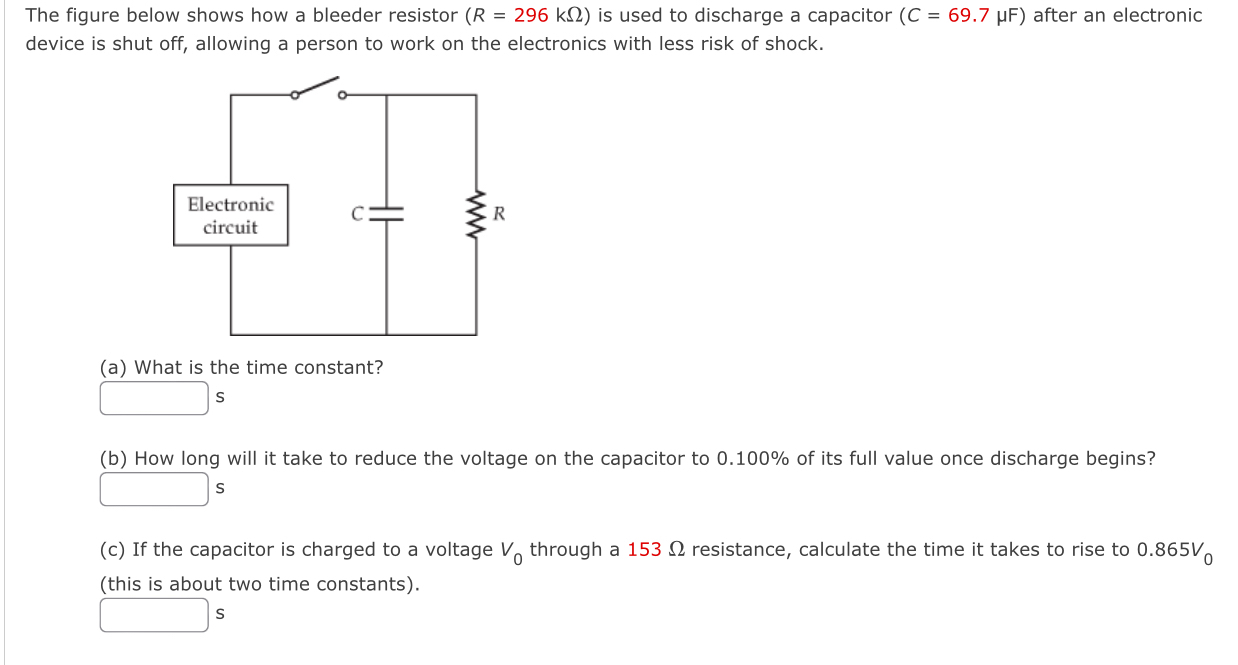 Solved The figure below shows how a bleeder resistor | Chegg.com