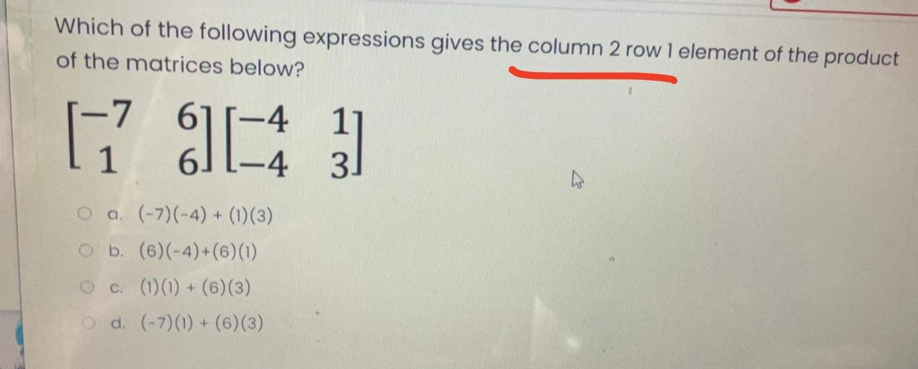 Solved Which of the following expressions gives the column 2 | Chegg.com