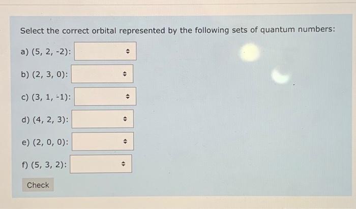 Solved Select The Correct Orbital Represented By The | Chegg.com