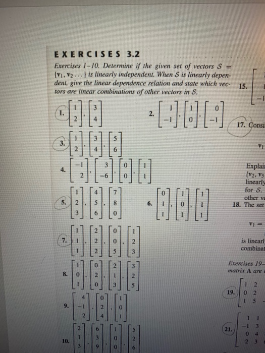 Solved EXERCISES 3.2 Exercises 1-10. Determine if the given | Chegg.com