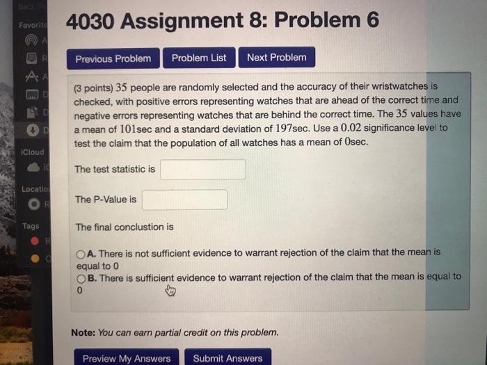 Solved Favorite 4030 Assignment 8: Problem 6 AL Previous | Chegg.com
