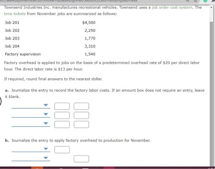 Solved essaise Townsend Industries Inc. manufactures