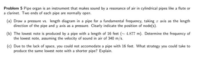 Solved Problem 5 Pipe Organ Is An Instrument That Makes | Chegg.com