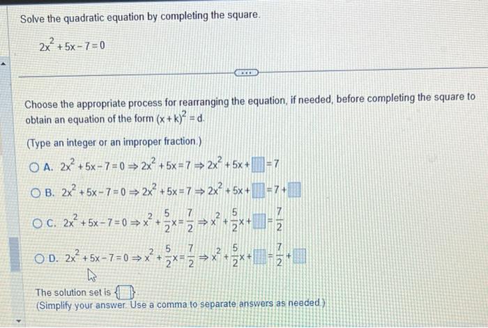 Solved Solve The Quadratic Equation By Completing The