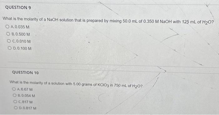 Solved What is the molarity of a NaOH solution that is | Chegg.com