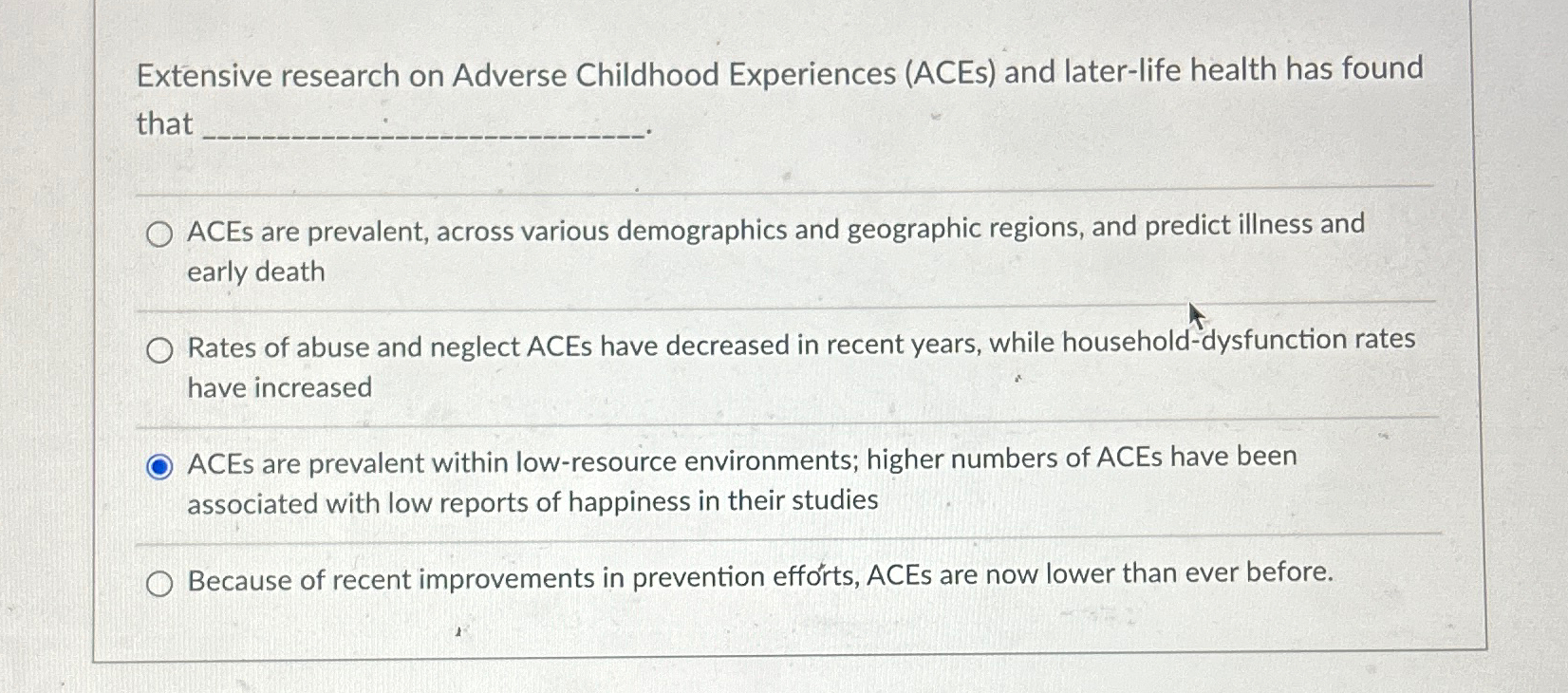 Solved Extensive Research On Adverse Childhood Experiences | Chegg.Com