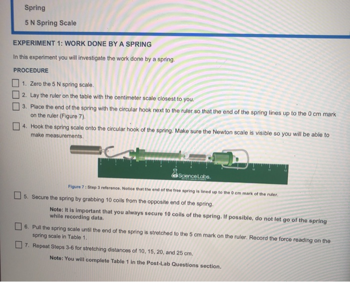 experiment using spring scale