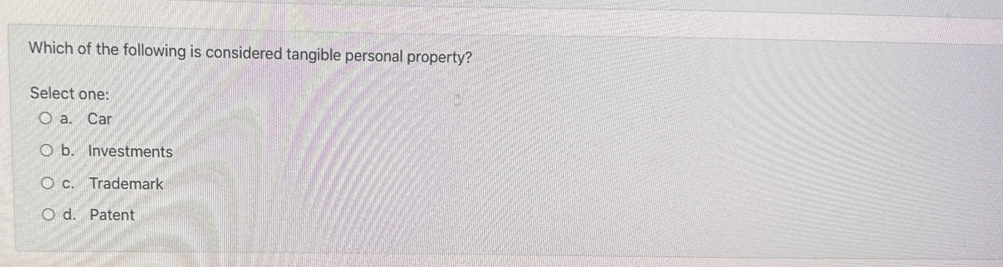 Solved Which of the following is considered tangible