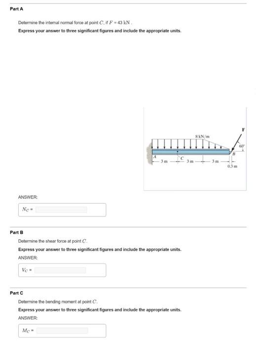 Solved Determine The Internal Normal Force At Point C, If | Chegg.com