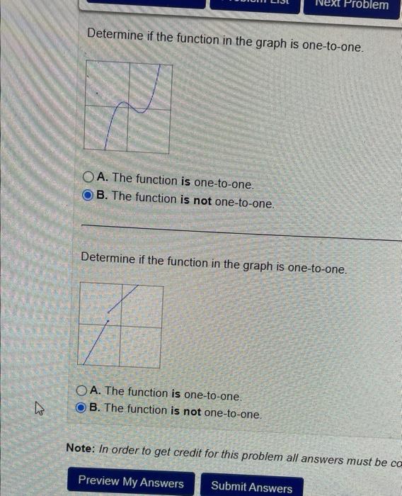 Solved Determine if the function in the graph is one-to-one. | Chegg.com