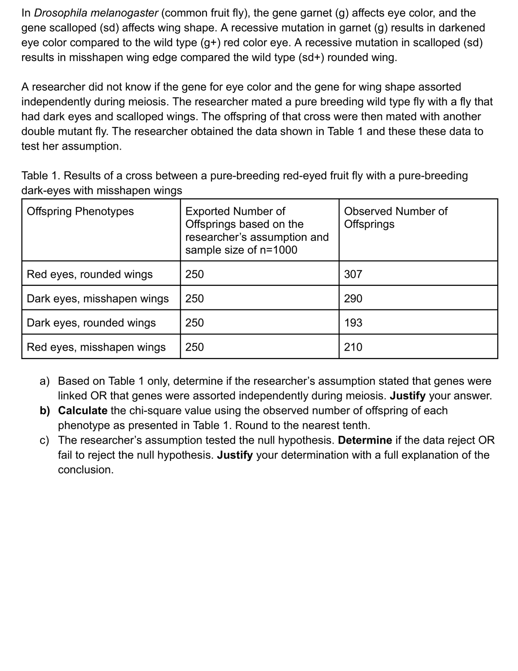 Solved Please solve this frq question for an ap bio practice | Chegg.com