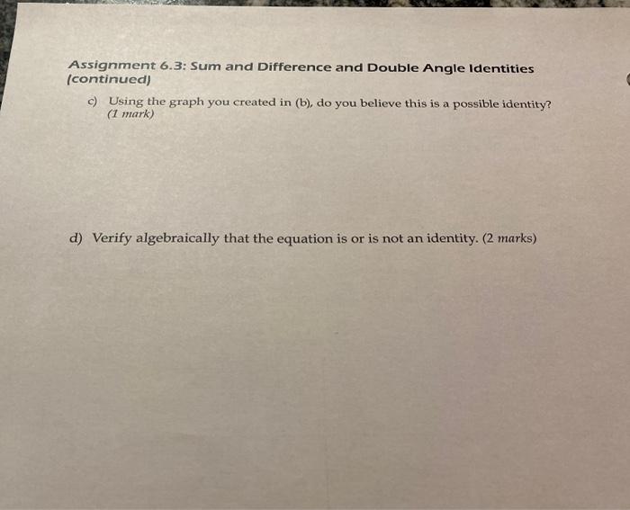 Solved Assignment 6.3: Sum and Difference and Double Angle | Chegg.com