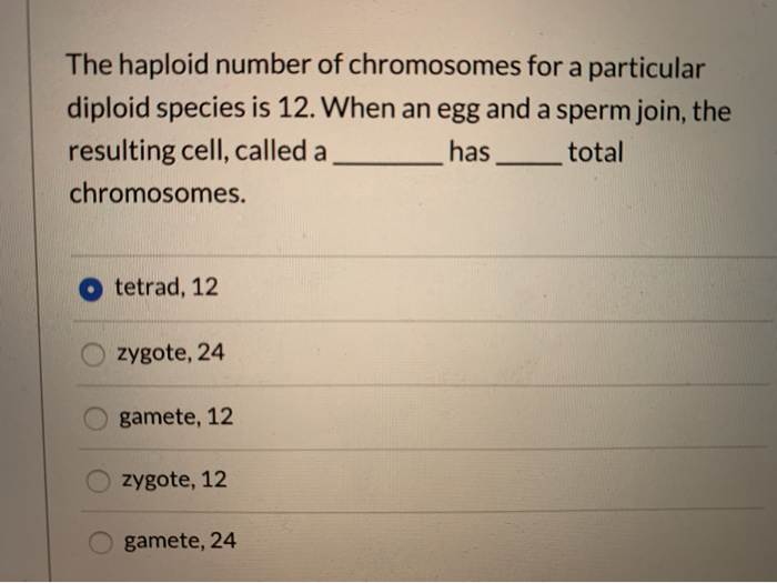 Solved The Haploid Number Of Chromosomes For A Particular | Chegg.com