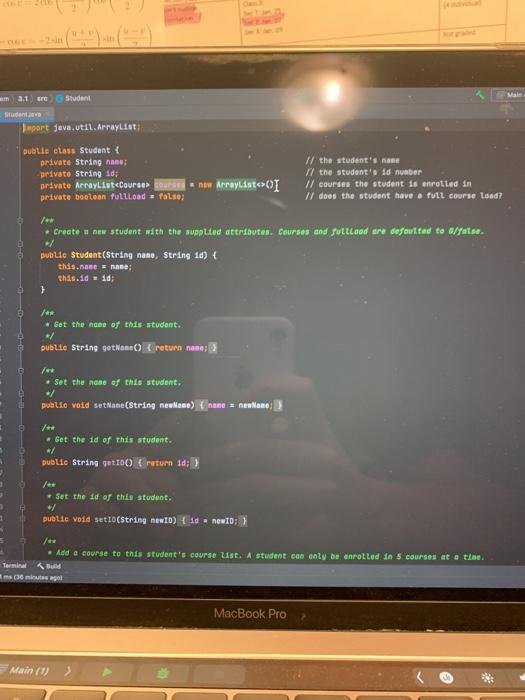 Solved Problem 3.1 Bring over your completed Course.java and | Chegg.com