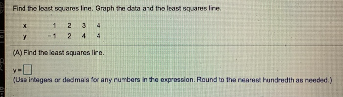 Solved (A) Find the least squares line y-12-1 (Use integers | Chegg.com