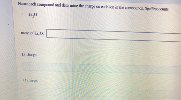 Solved Name each compound and determine the charge on each | Chegg.com