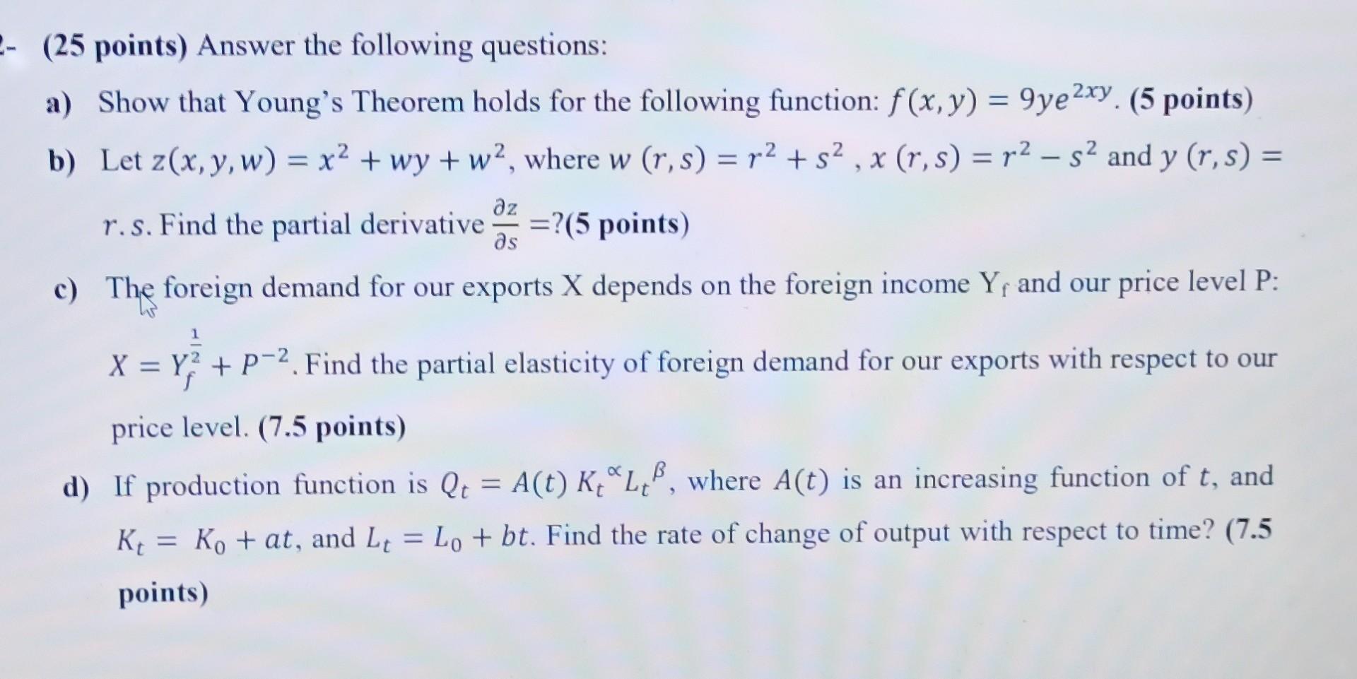 Solved (25 points) Answer the following questions: a) Show | Chegg.com
