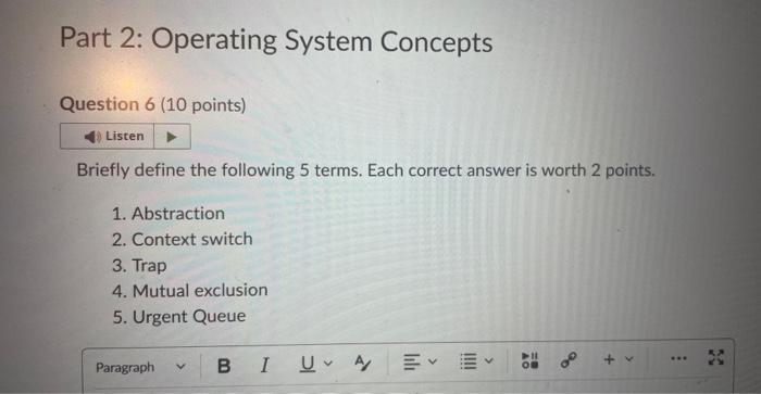 Briefly Define The Following 5 Terms. Each Correct | Chegg.com