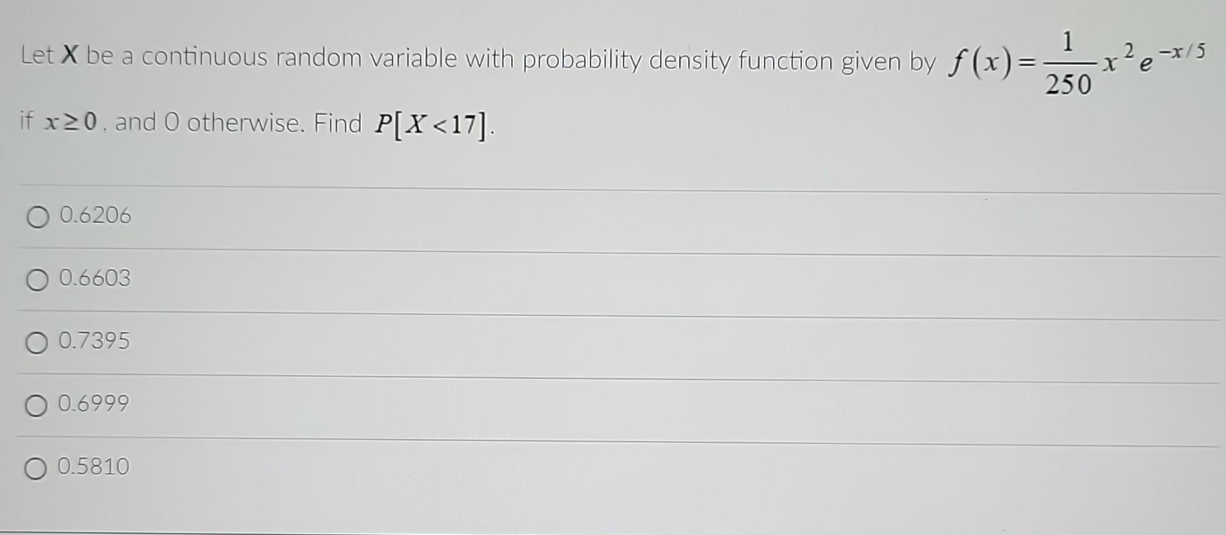 Solved 1 Let X be a continuous random variable with | Chegg.com