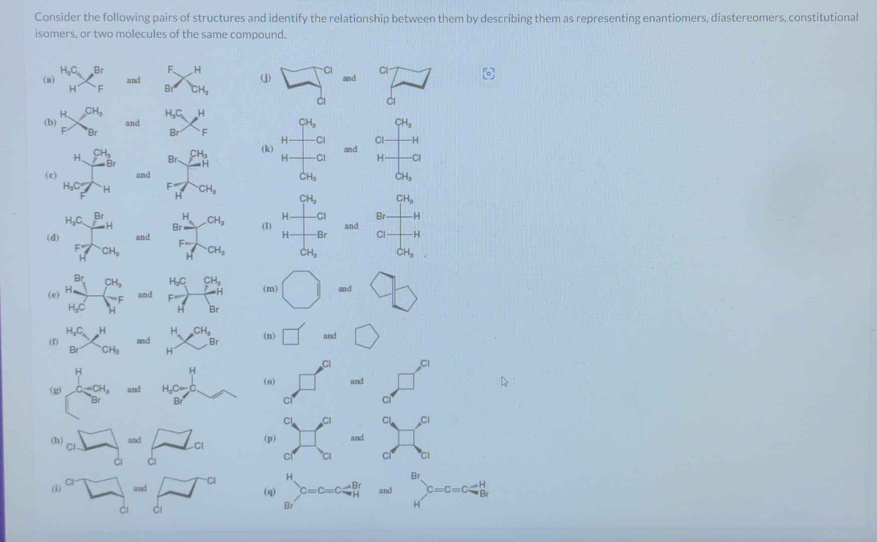 Solved Consider The Following Pairs Of Structures And Chegg Com