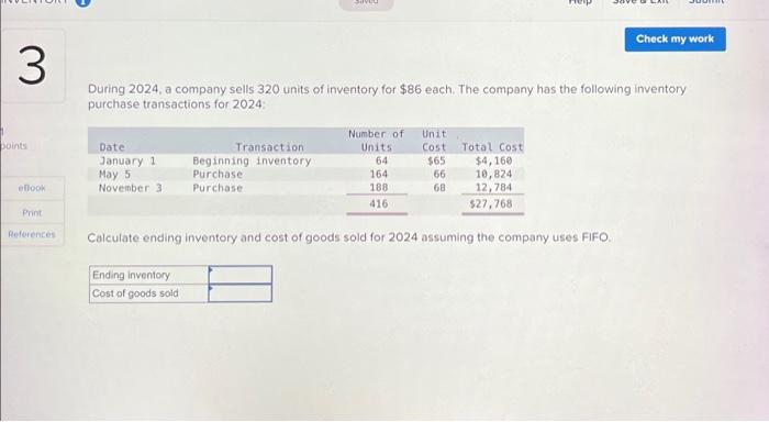 Solved During 2024 A Company Sells 320 Units Of Inventory Chegg Com   Image