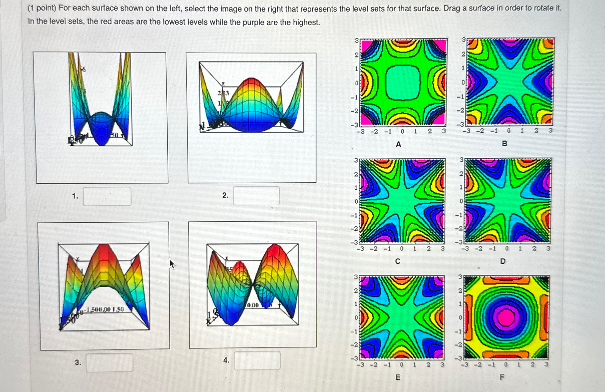 Solved (1 ﻿point) ﻿For each surface shown on the left, | Chegg.com