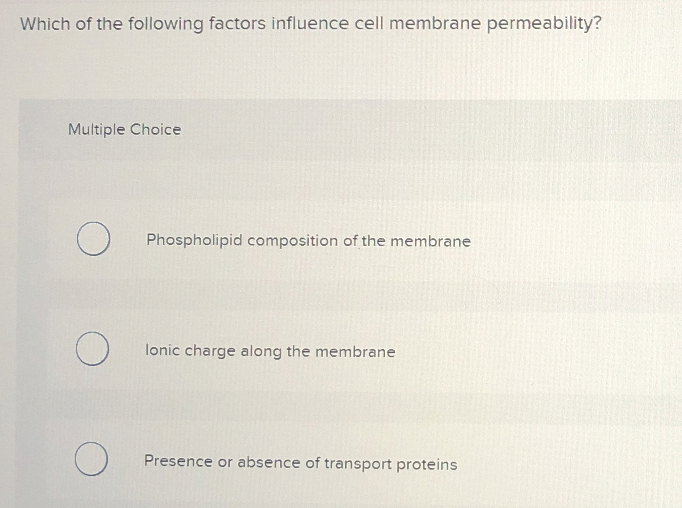 Solved Which of the following factors influence cell | Chegg.com