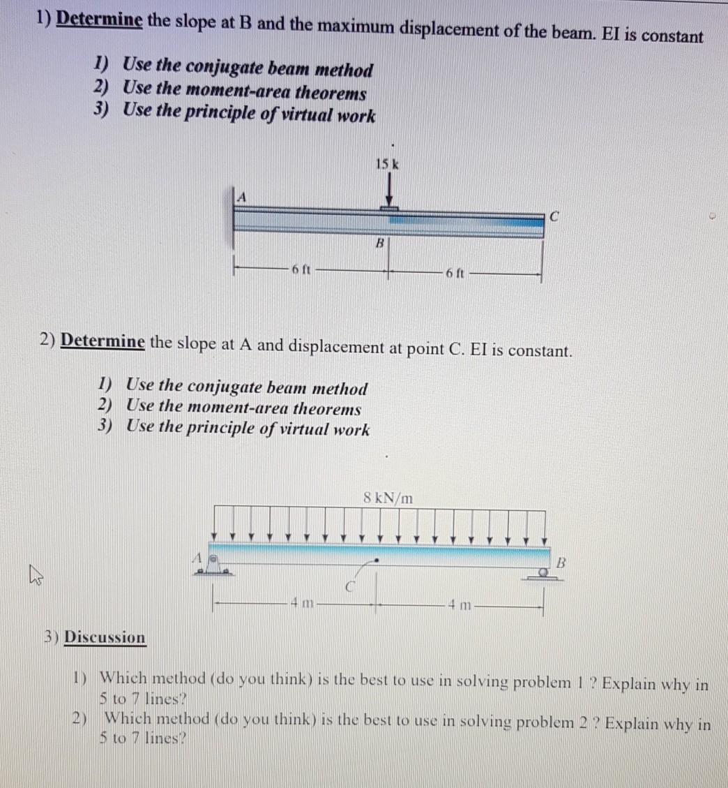 Solved 1) Determine the slope at B and the maximum | Chegg.com