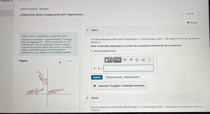 Solved ± Resolving Vector Components with Trigonometry Part | Chegg.com