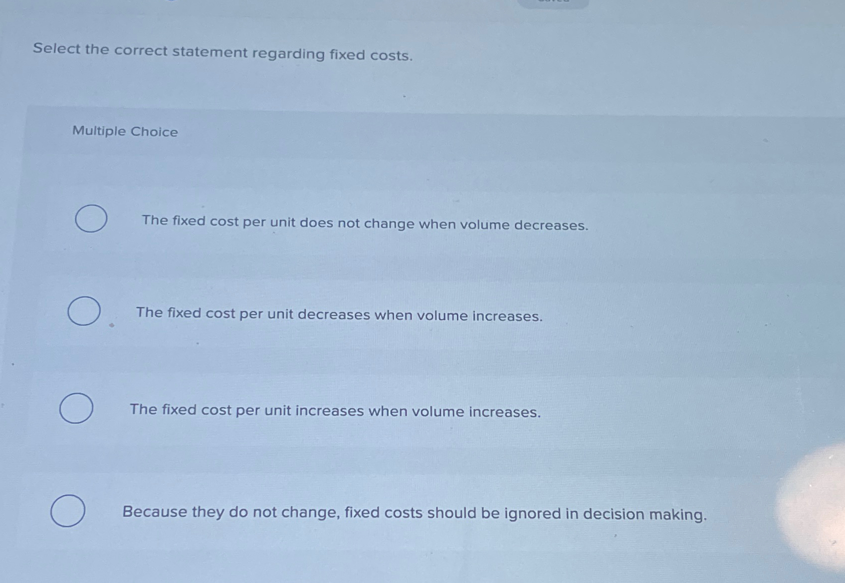 Select the correct statement regarding fixed | Chegg.com