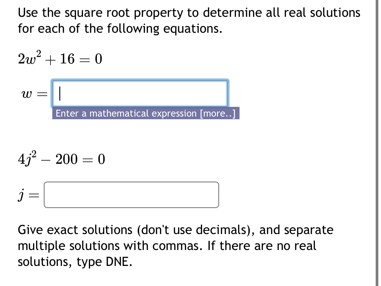 Solved Use the square root property to determine all real | Chegg.com
