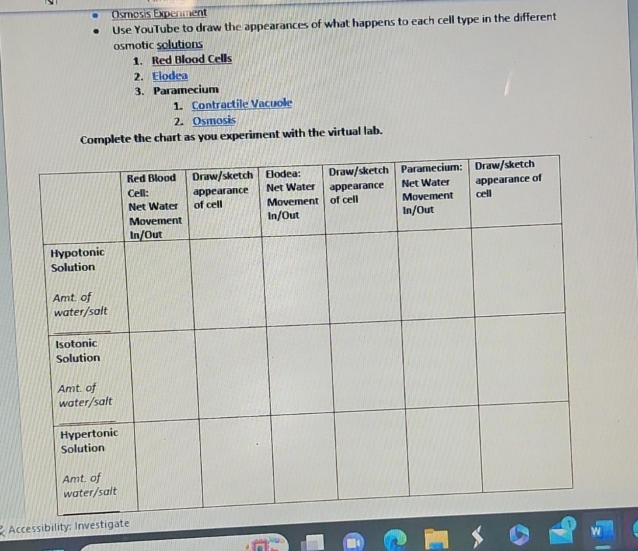 osmosis experiment questions