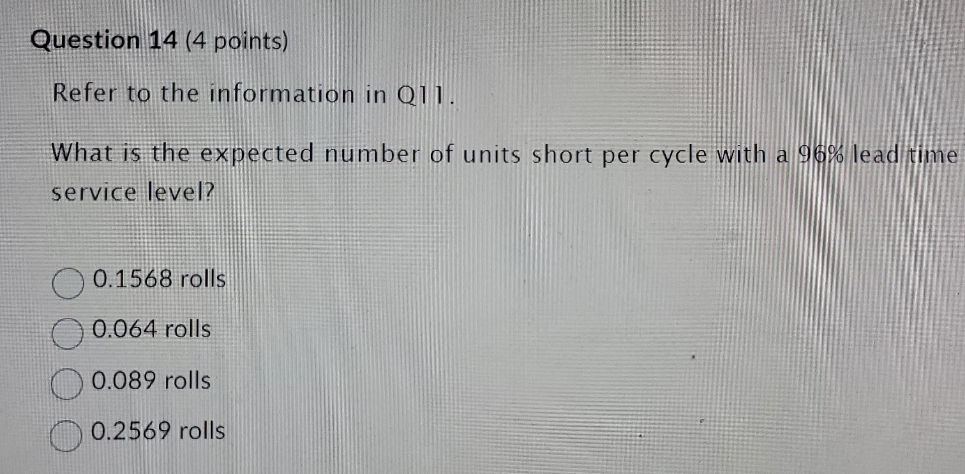 Solved Question 14 (4 points) Refer to the information in | Chegg.com