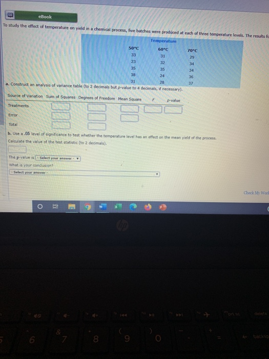 Solved eBook To study the effect of temperature on yield in | Chegg.com