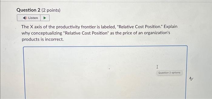 Solved The X axis of the productivity frontier is labeled, | Chegg.com