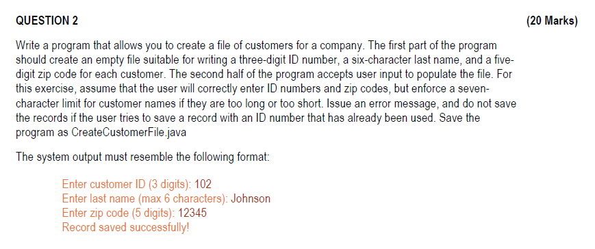 Solved QUESTION 2Write a program that allows you to create a | Chegg.com