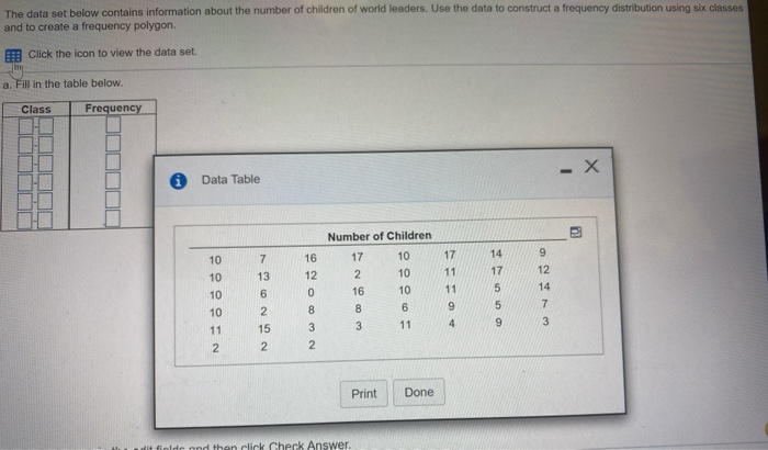 Solved The data set below contains information about the | Chegg.com