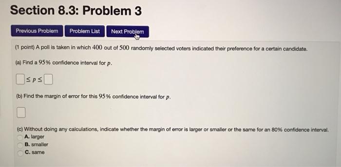 Solved Section 8.3: Problem 3 Previous Problem Problern List | Chegg.com