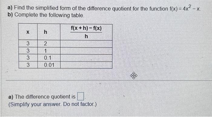 Solved a) Find the simplified form of the difference | Chegg.com