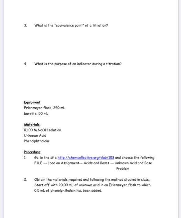 Solved Chemistry Nome Virtual Titration Lab PreLab