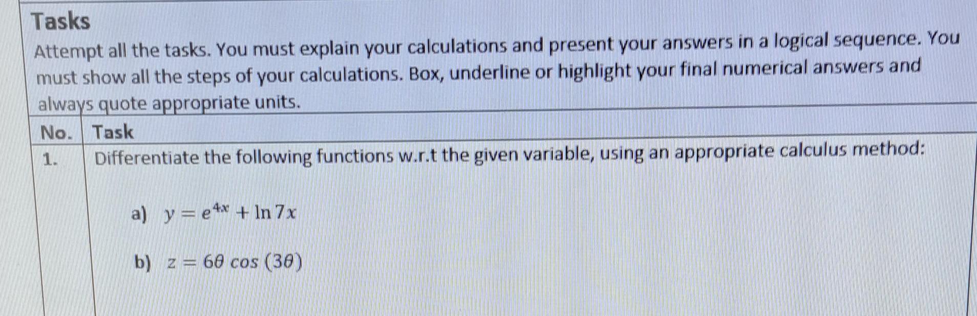 Solved Tasks Attempt all the tasks. You must explain your | Chegg.com