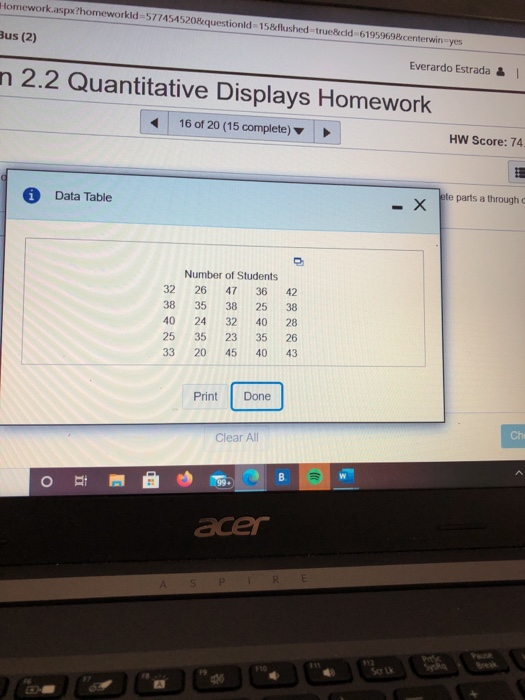 Solved The accompanying table shows the number of students | Chegg.com