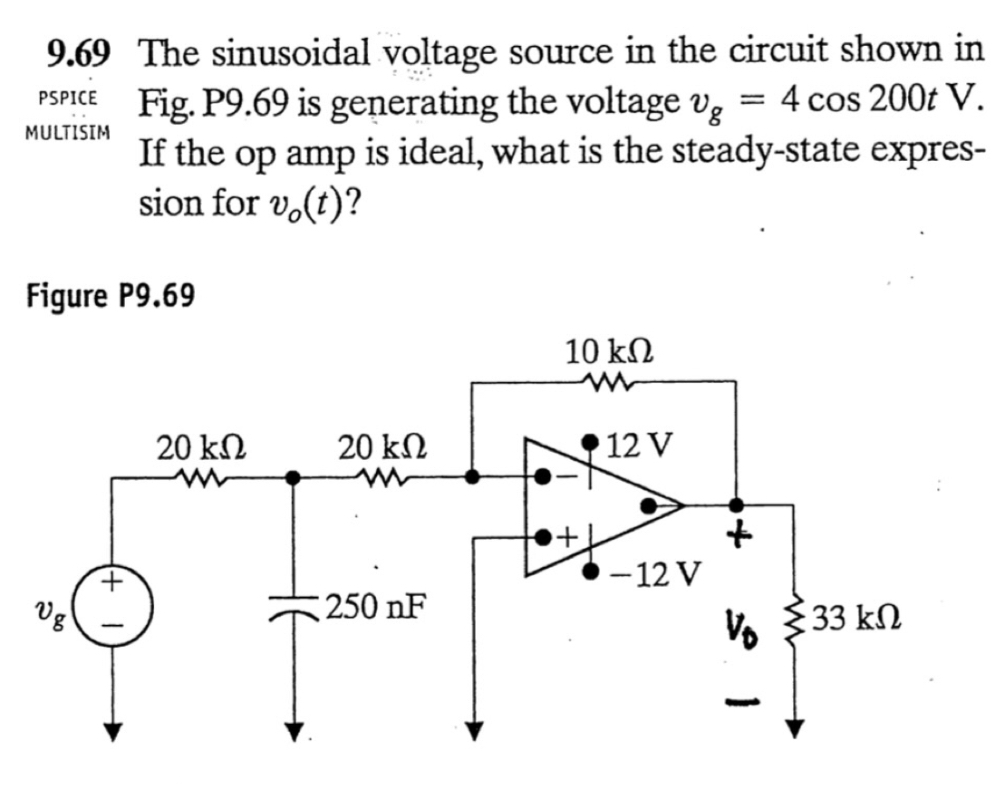 Sinusoidal Source Solved 9.69 The sinusoidal voltage source in the circuit | Chegg.com