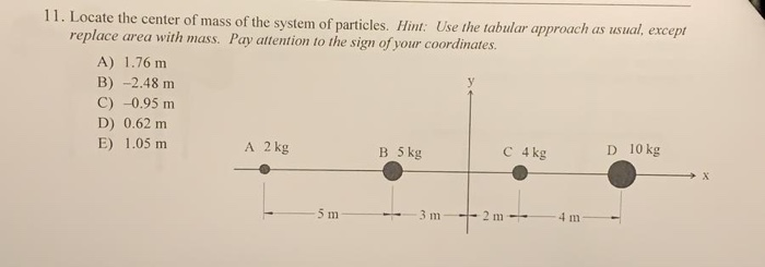 Solved 11. Locate the center of mass of the system of | Chegg.com