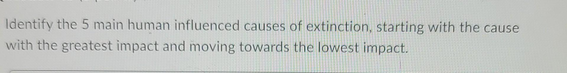 Solved Identify the 5 main human influenced causes of | Chegg.com