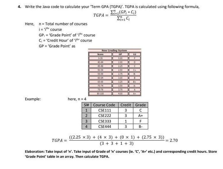 Solved 4. Write the Java code to calculate your Term GPA | Chegg.com