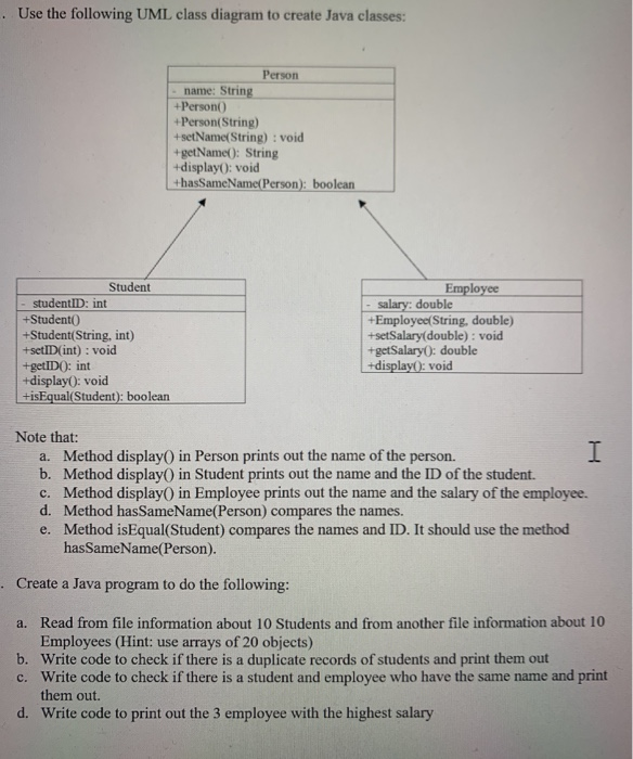 Solved . Use the following UML class diagram to create Java | Chegg.com