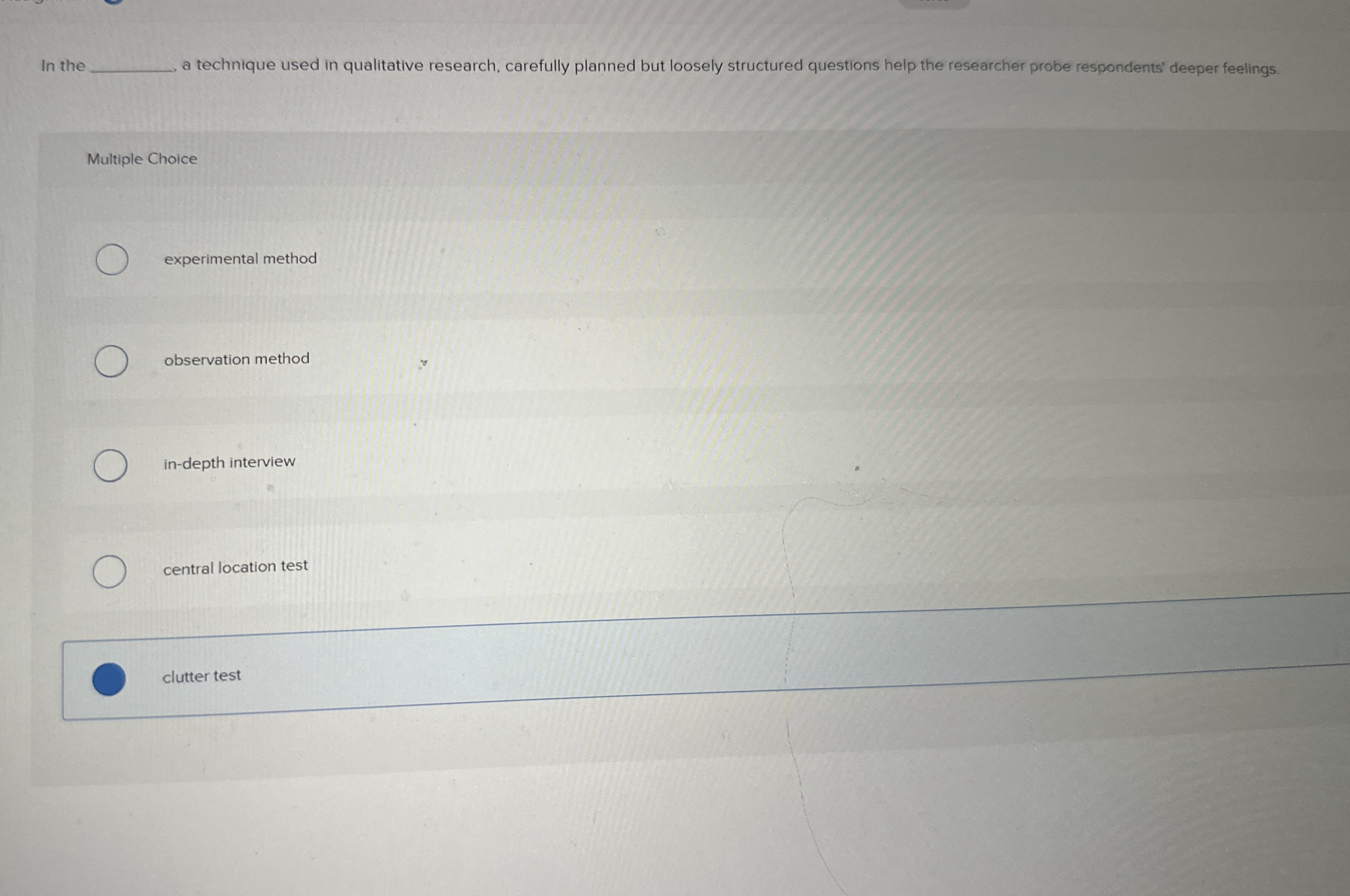Solved In thea technique used in qualitative research, | Chegg.com