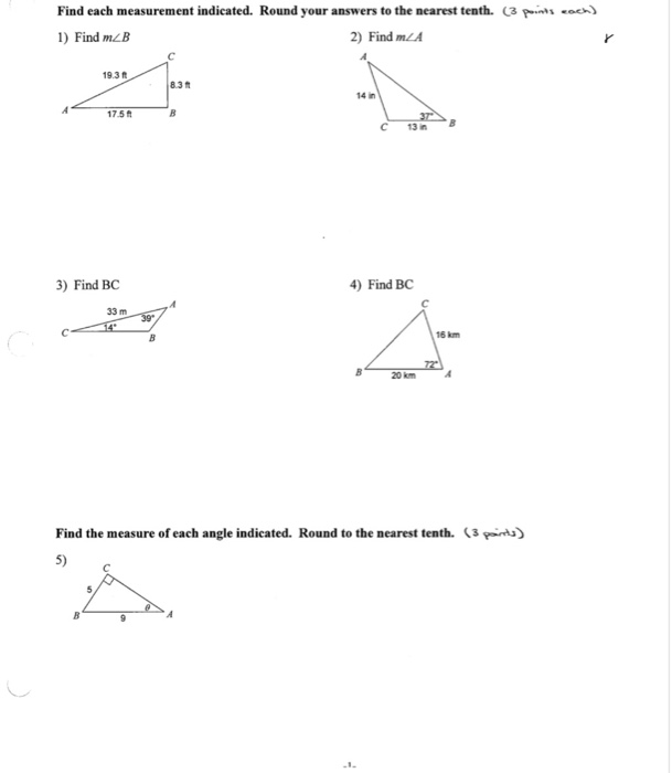 Solved Find each measurement indicated. Round your answers | Chegg.com